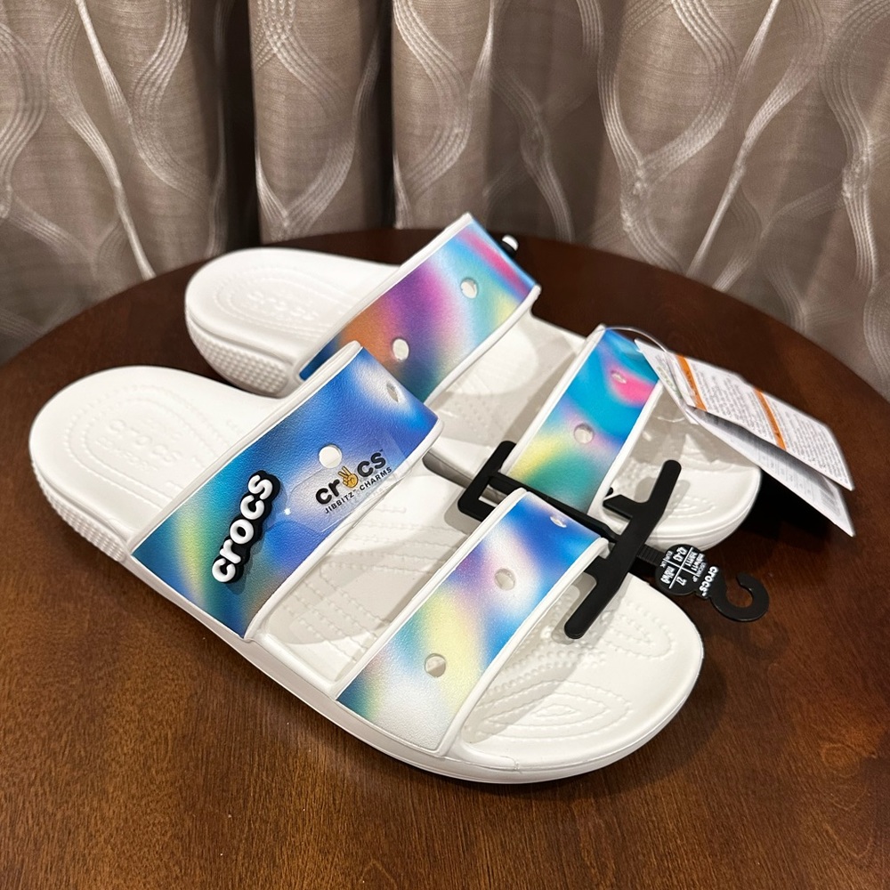 Crocs Solarized Tie Dye Women’s Sz 11 or Men’s Sz 9 Two Strap Waterproof Sandal